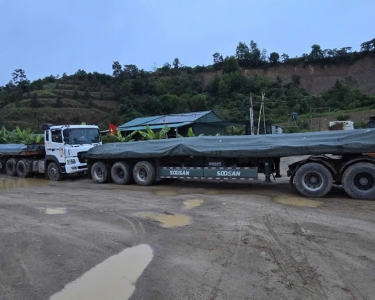 Công trình Sơn Trung - Tập kết thép phục vụ thi công 